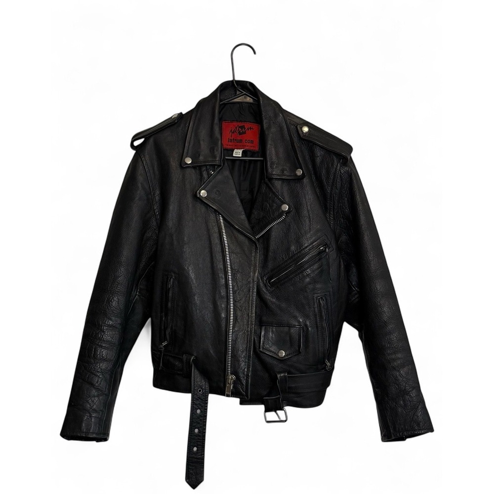 VINTAGE Jafrum leather Biker jacket black moto classic mens size 40